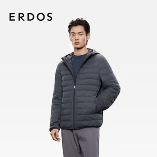 连帽羽绒服25年秋冬新品 男装 ERDOS 羊毛混纺保暖外套 90白鹅绒