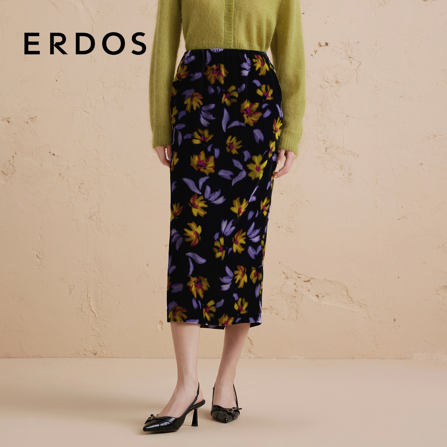 ERDOS复古优雅印花直筒裙