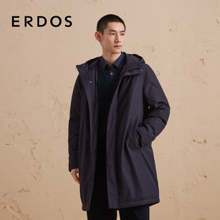 长款 ERDOS 连帽派克棉服秋冬男保暖外套 羊绒颗粒填充