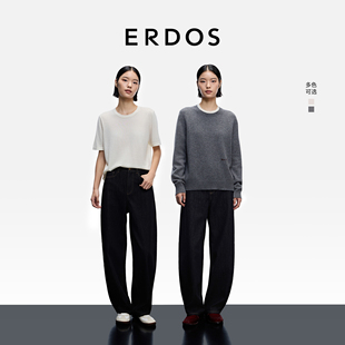 女装 新品 羊毛羊绒混纺针织套衫 半袖 ERDOS 长袖 2025年秋季