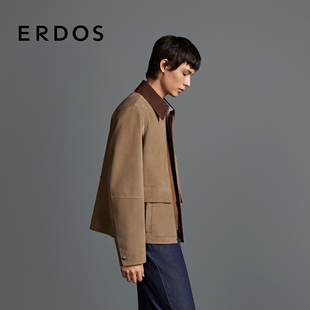 男装 ERDOS 英式 猎装 复古外套 牛皮夹克25年秋冬新品 秀场同款