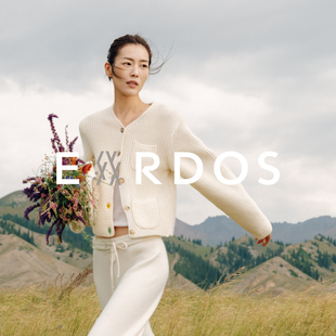 V领翻花羊绒羊毛针织开衫 LIUWEN×ERDOS 外套 刘雯联名系列