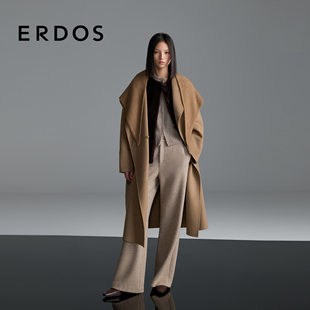 外套晓雪同款 ERDOS无染色大翻领女羊绒大衣25冬新品 秀场同款
