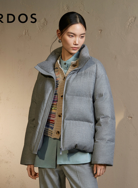 ERDOS 女装羽绒服秋冬灰色格雷系短款面包服白鹅绒含量90%