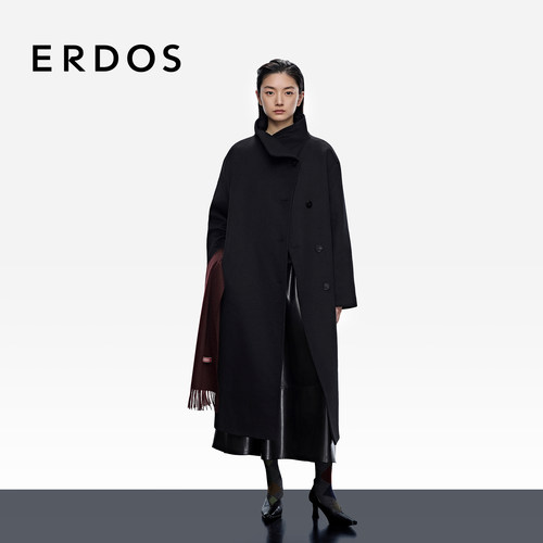 ERDOS 大翻领双层毛呢羊绒大衣25年秋冬新品女外套陈都灵同款