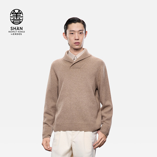 纯色老钱风保暖针织套衫 ERDOS 25年秋冬新品 青果领羊绒衫 男装