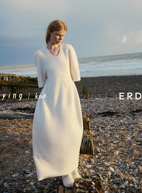 【ERDOS×swaying联名系列】圆领装饰翻花半袖连衣裙