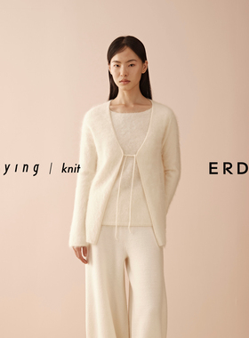 【ERDOS×swaying联名系列】V领系带女士拉绒开衫
