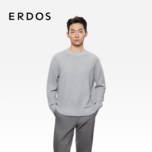 百搭纯色休闲通勤针织衫 ERDOS 25年秋冬新品 圆领羊绒套衫 男装