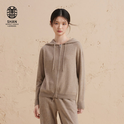 ERDOS初绒连帽羊绒针织开衫