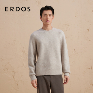 单畦绒感加厚休闲针织套衫 秋冬男士 半高领羊绒衫 ERDOS