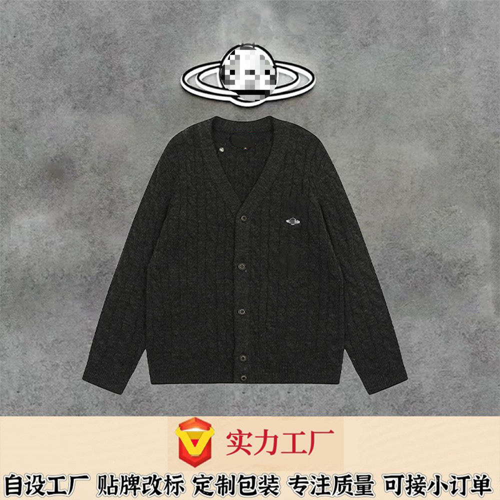 2025西太后土星毛衣 刺绣复古麻花V领针织开衫女外套