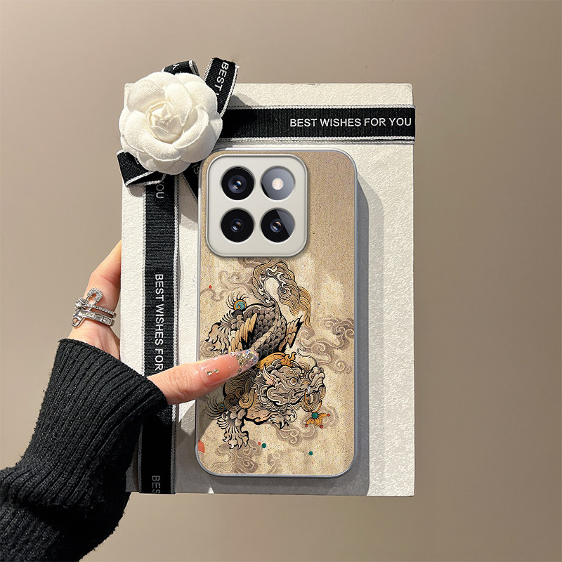 「貔踏·金澜」新中式适用于oppofindx8手机壳国风vivox200pro玻璃壳小米15貔貅ren013吞财纳福iq