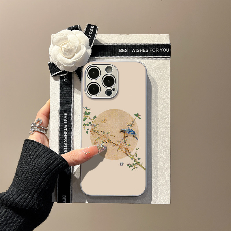 适用苹果iPhone新中式玻璃手机壳
