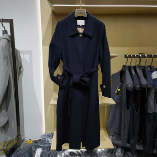 纯山羊绒高端翻领长款商务大方大衣淑女秋冬新款时尚呢子外套方仕