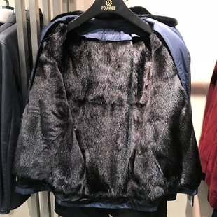 可卸水貂毛领内胆商务男士 真皮衣裘皮尼克服皮草外套方仕 秋冬新款