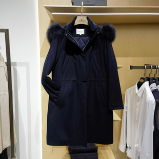 高端狐狸毛领山羊绒绵羊毛大衣淑女冬新款 呢子棉服外套方仕 时尚