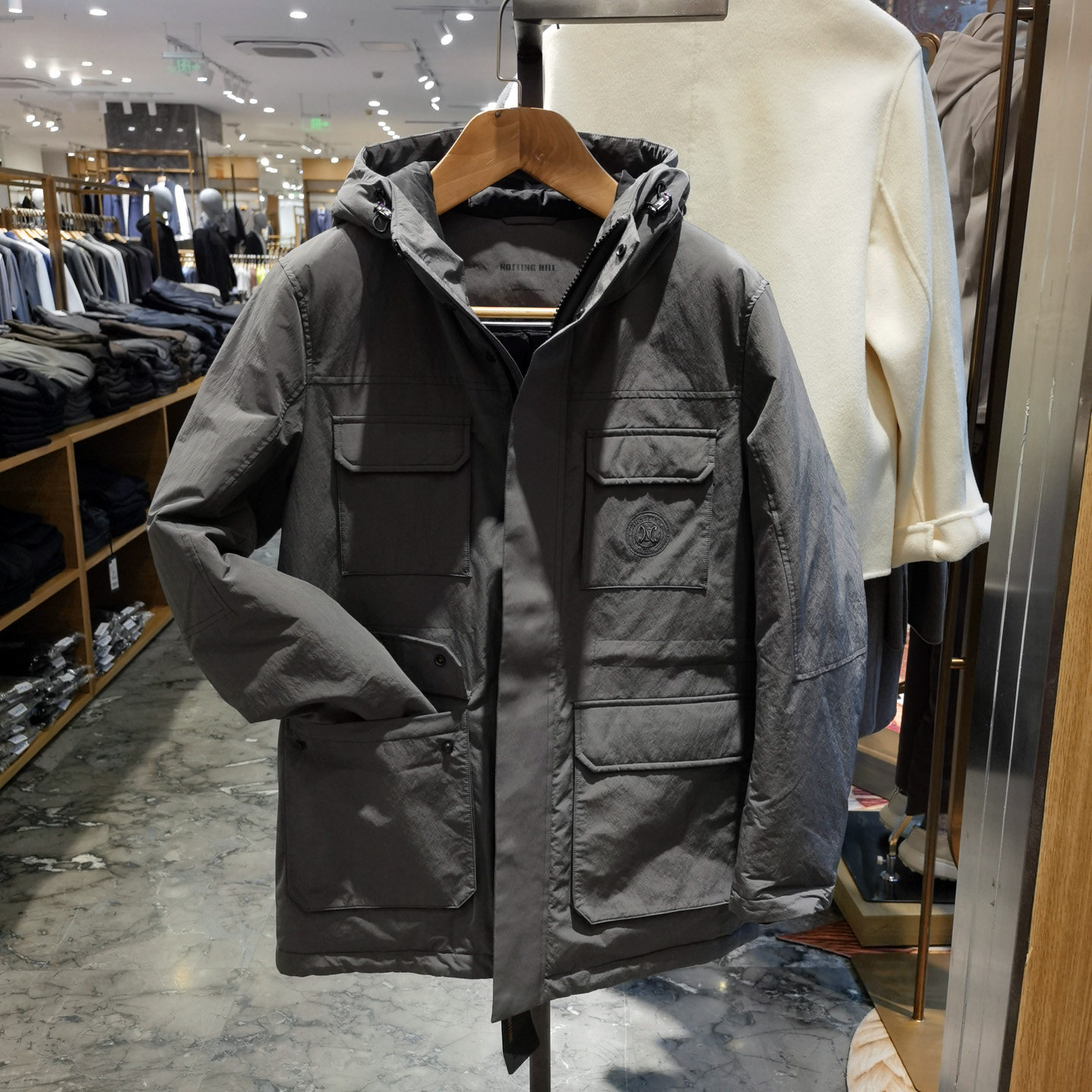 高端白鸭绒连帽羽绒服男冬季新款时尚百搭拉链舒适保暖外套诺丁山