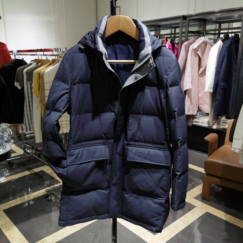 高端白鹅绒可卸连帽中长款羽绒服男冬季新款时尚保暖外套 诺丁山