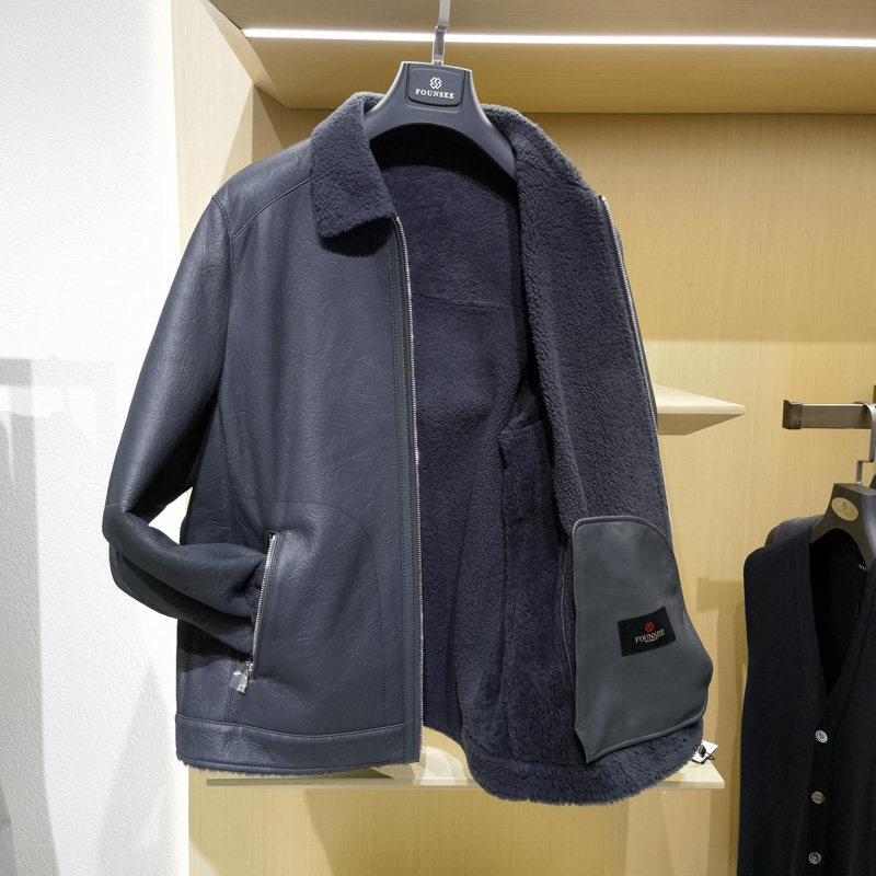 高端翻领皮毛一体男冬季新款时尚真羊皮尼克服裘皮草保暖外套方仕,男装,皮衣,淘宝优惠券,粉丝福利购,淘宝优惠卷