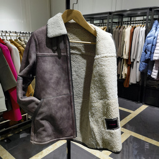 高端翻领皮毛一体男士冬季新款真羊皮尼克服裘皮草保暖外套诺丁山