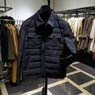 高端绵羊毛面料商务时尚翻领羽绒服男冬季新款保暖鸭绒外套诺丁山