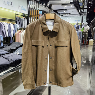 限时折扣高端时尚翻领皮衣男帅气绵羊皮外套保暖商务皮夹克诺丁山