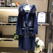 狐狸毛领水貂毛保暖真羊皮毛一体女长款 时尚 连帽尼克服裘皮草方仕