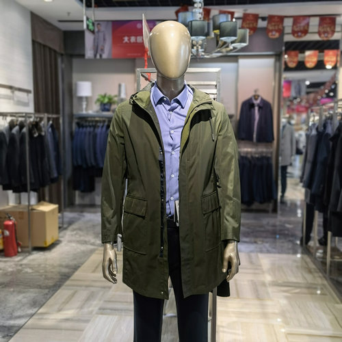 时尚中长款连帽风衣男秋冬新款舒适休闲开衩上班帅气便服外套方仕