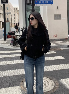 大眼LARGE EYE 小个子简约短款外套套装高级感套装气质