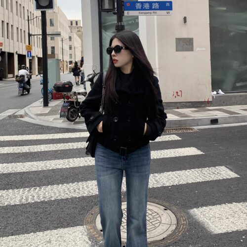 大眼LARGE EYE 小个子简约短款外套套装高级感套装气质