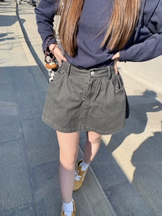 小个子休闲裙A字阔版 衣柜必入 牛仔裙甜酷水洗工艺 EYE 大眼LARGE