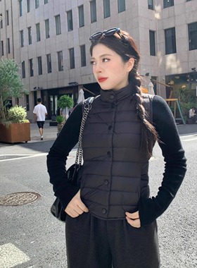 大眼LARGE EYE 小个子轻薄羽绒服马甲女冬季新国标90白鸭绒短外套