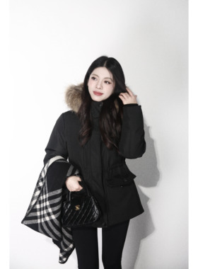 大眼LARGE EYE 雪地精灵 毛领派克服女冬保暖连帽加厚防风羽绒服