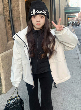 大眼LARGE EYE 冲锋衣修身羽绒服内胆小个子新国标90白鸭绒短外套