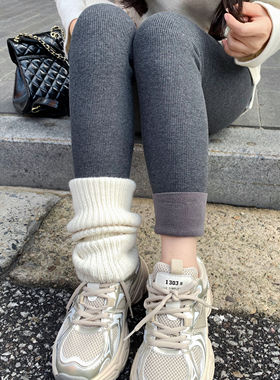 大眼LARGE EYE 竖条纹显瘦打底裤冬季保暖袜加厚宽松长裤小个子