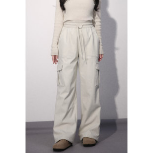 EYE 黑色宽松阔腿直筒裤 天生长腿 裤 女重工 小个子加绒工装 LARGE