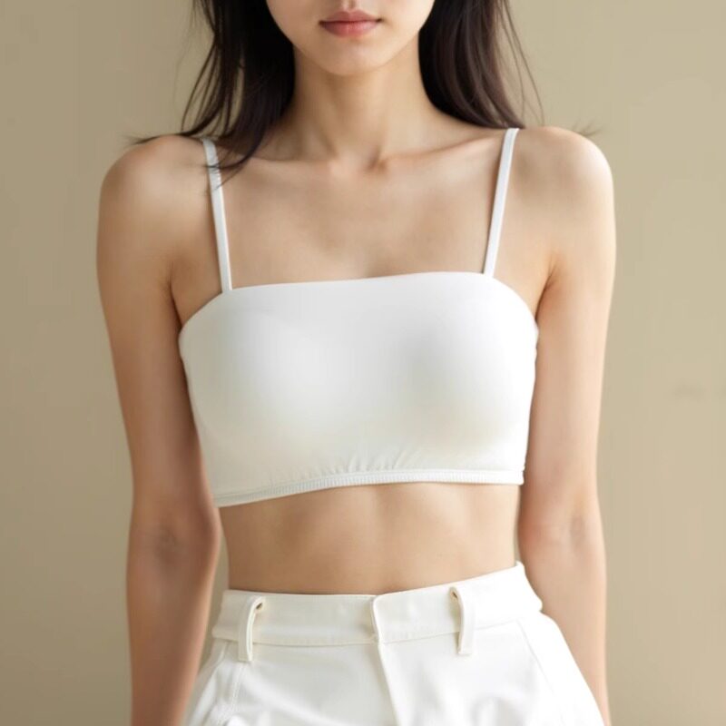 有致夏季莫代尔抹胸式文胸内里桑蚕丝防走光无搭扣内衣吊带背心