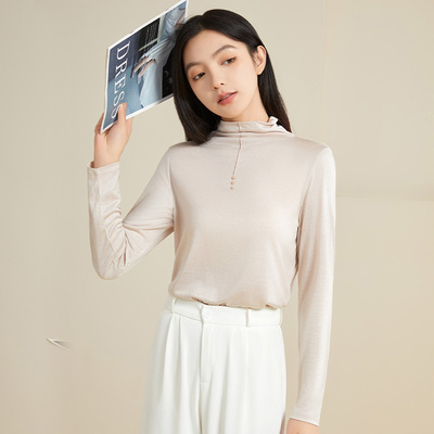 长袖打底基础真丝女T恤