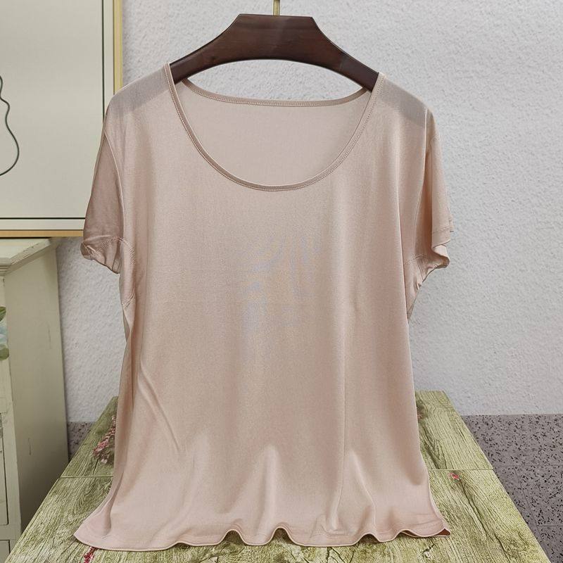 日单真丝针织女无缝短袖打底衫