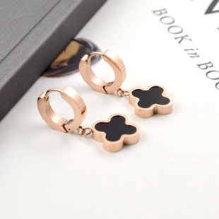 耳钉女夏钛钢耳环2021年新款 潮彩金耳圈耳扣玫简约百搭瑰金耳饰