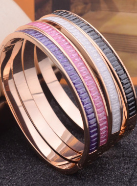 韩国冰晶石玫瑰金女士彩钻手环