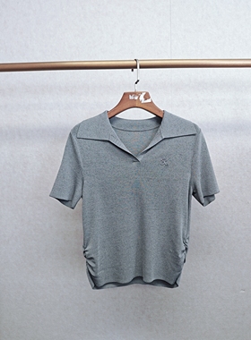 大牌k＆专柜25夏 冰丝收腰抽褶针织衫 831