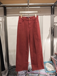 S,XL码 彩 棉质带中缝直筒牛仔裤 S24411504KN