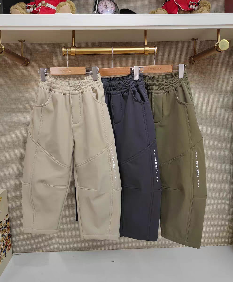 英国泰迪熊＆专柜童装 加绒加厚 松紧腰 防污工装休闲裤 G5WP01