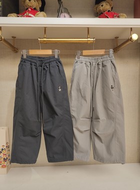 英国泰迪熊＆专柜童装 小熊刺绣松紧腰纯色工装牛仔裤 G5FP11