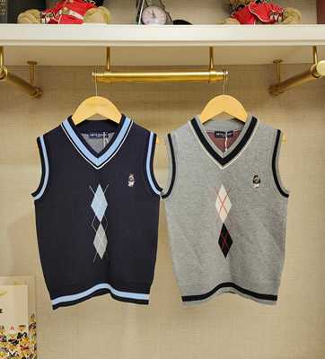 英国泰迪熊＆专柜童装 菱形格百搭针织马甲 G5WV02