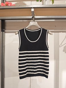 条纹针织背心 绵羊毛小香款 S24170207M 清仓福利 S系列＆专柜春款
