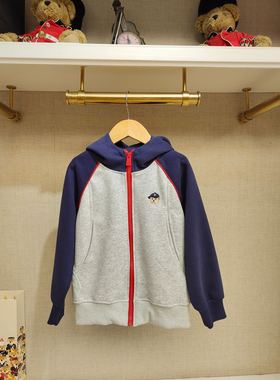 英国泰迪熊＆专柜童装 棉质撞色休闲连帽针织外套 G5FJ09