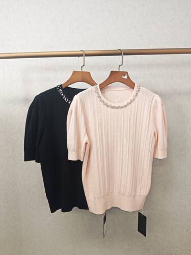 大牌h专柜&25春款福利 重工钉珠款短袖针织衫（仅换码）14383